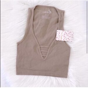 NEW Free People Intimately FP Strapped In Brain Nude Yoga Crop Top XS/S
